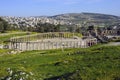 The oval square in Jerash. Jordan Royalty Free Stock Photo