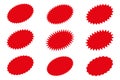 Oval starburst stickers. Black sunburst badges, isolated star price labels set. Collection of special offer sales sunburst labels