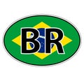 Oval sticker flag of Brazil, ISO Code BR state Brazil