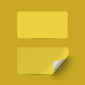 Vector yellow realistic paper adhesive stickers with curved corner. Royalty Free Stock Photo
