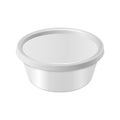 Oval white plastic box for your design and logo. Mock up for cheese, cream cheese, butter, etc. Side view. Vector