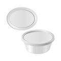 Oval white plastic box for your design and logo. Mock up for cheese, cream cheese, butter, etc. Side view, top view