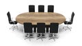 Oval wooden meeting room table