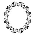 Oval wreath with black and white doodle branches