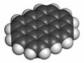 Ovalene polycyclic aromatic hydrocarbon molecule. Atoms are represented as spheres with conventional color coding: hydrogen white Royalty Free Stock Photo