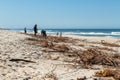 Volunteer group keeping plastic waste out from Furadouro beach in Ovar, Portugal