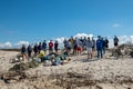 Volunteer group keeping plastic waste out from Furadouro beach in Ovar, Portugal