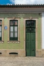 OVAR, PORTUGAL - CIRCA August 2020: Architectural detail of the facade with ceramic tiles in Ovar, Aveiro, Portugal. Typical