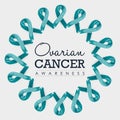 Ovarian cancer awareness ribbon design with text