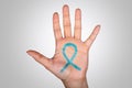 Ovarian Cancer Awareness Symbol Drawn On Woman`s Hand Royalty Free Stock Photo