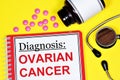 Ovarian cancer. Text inscription of the medical diagnosis.