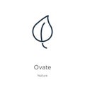 Ovate icon. Thin linear ovate outline icon isolated on white background from nature collection. Line vector sign, symbol for web