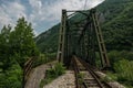 Ovcar-Kablar Gorge, Railroad bridge over West Morava river, Serb Royalty Free Stock Photo