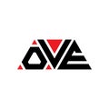 OVE triangle letter logo design with triangle shape. OVE triangle logo design monogram. OVE triangle vector logo template with red Royalty Free Stock Photo