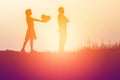 Ovely young couple making heart with hands Royalty Free Stock Photo
