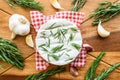 Oven Baked Camembert with Garlic,Rosemary and Chutney