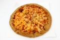 Oven-baked cheese pizza on white background Royalty Free Stock Photo