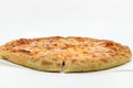 Oven-baked cheese pizza on white background Royalty Free Stock Photo