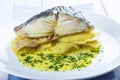 Oven baked cod fish with potatoes Royalty Free Stock Photo