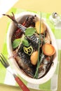 Oven baked mackerel with new potatoes Royalty Free Stock Photo