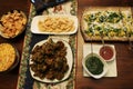 Oven baked onion and spinach pakoda, khandvi and other snacks