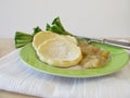 Oven baked pancakes with rhubarb