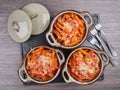 Oven baked penne rigatte pasta al forno, homemade Royalty Free Stock Photo