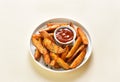 Oven baked potato wedges with sauce Royalty Free Stock Photo