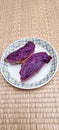 Oven baked purple sweet potato.