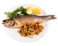 Oven baked sea bass fish Royalty Free Stock Photo