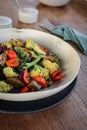 Oven baked vegetables - broccoli, pumpkin, cauliflower and zuccini Royalty Free Stock Photo