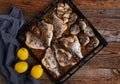 Oven cooked bream in a tray Royalty Free Stock Photo