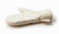 Oven glove, cream colored fabric, isolated on clean white background. Protective kitchen mitt, essential cooking accessory for Royalty Free Stock Photo