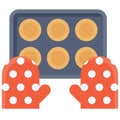 Oven glove icon, Bakery and baking related vector