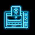 oven kitchen repair neon glow icon illustration