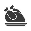 Oven roasted turkey, Merry Christmas icon set, solid design Royalty Free Stock Photo