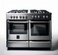 oven, silver colored, isolated on a white background. Royalty Free Stock Photo