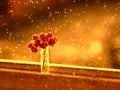 Over blur forest and sky and flower with De focused Bokeh background art for paper texture, backdrop design concept Royalty Free Stock Photo