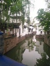 Over the bridge of the river next to Museum Suzhou, Suzhou, China. Taken with Xiaomi Pocophone, last April 2018. Royalty Free Stock Photo