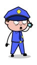 Over The Call - Retro Cop Policeman Vector Illustration