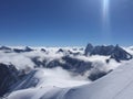 Over the clouds. View of the Alps Chamonix.
