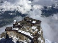 Over the clouds. View of Chamonix from the Alps