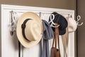over-the-door hook organizer with hooks for hanging tools, hats, and more Royalty Free Stock Photo