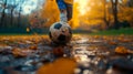 Dusty Dreams: Child\'s Football Odyssey in Solitude (AI-Generated) Royalty Free Stock Photo