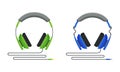 Over-ear Headphones or Earphones as Pair of Loudspeaker Drivers with Cord Vector Set