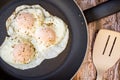 Over-easy eggs with fresh slasa and coffee Royalty Free Stock Photo