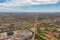 Over Gilbert, Arizona looking southeast along the railroad tracks