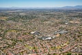 Over Gilbert, Arizona rooftops near Warner Road & Lindsay Road looking SW towards Chandler.Arizona