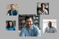 Over gray background photography of five handsome millennial multiethnic guys Royalty Free Stock Photo