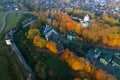 Over the Holy Dormition Pskovo-Pechersky Monastery aerial survey. Pechory, Russia Royalty Free Stock Photo